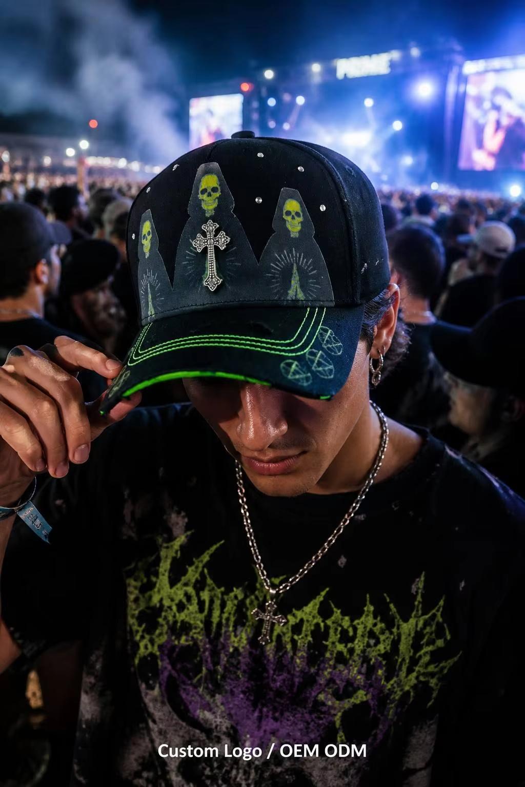 Rhinestone Baseball Cap 5 Panel for Custom Streetwear and Merch