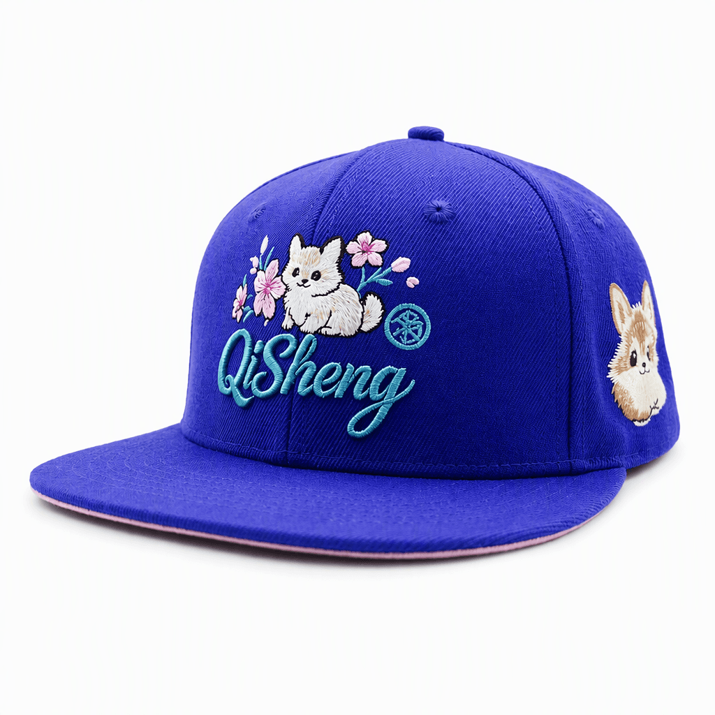 Custom Cat Embroidered Hat – Structured 6-Panel OEM Snapback Caps